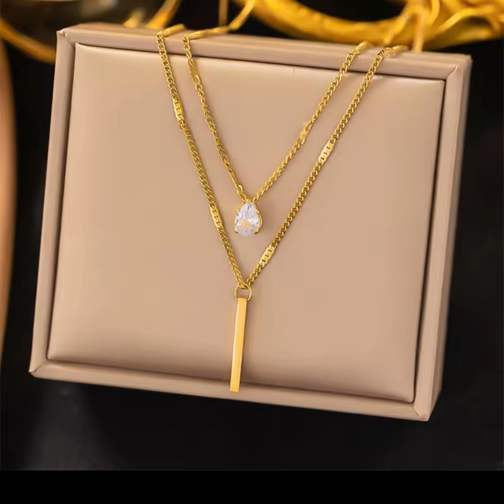 ClearanceStainless Steel  Gold Layered Necklace